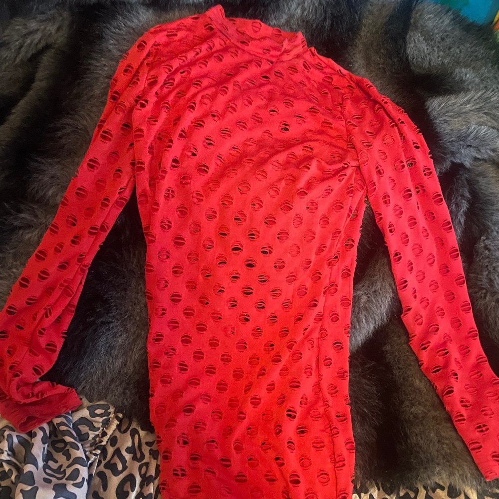 Red “mesh” dress